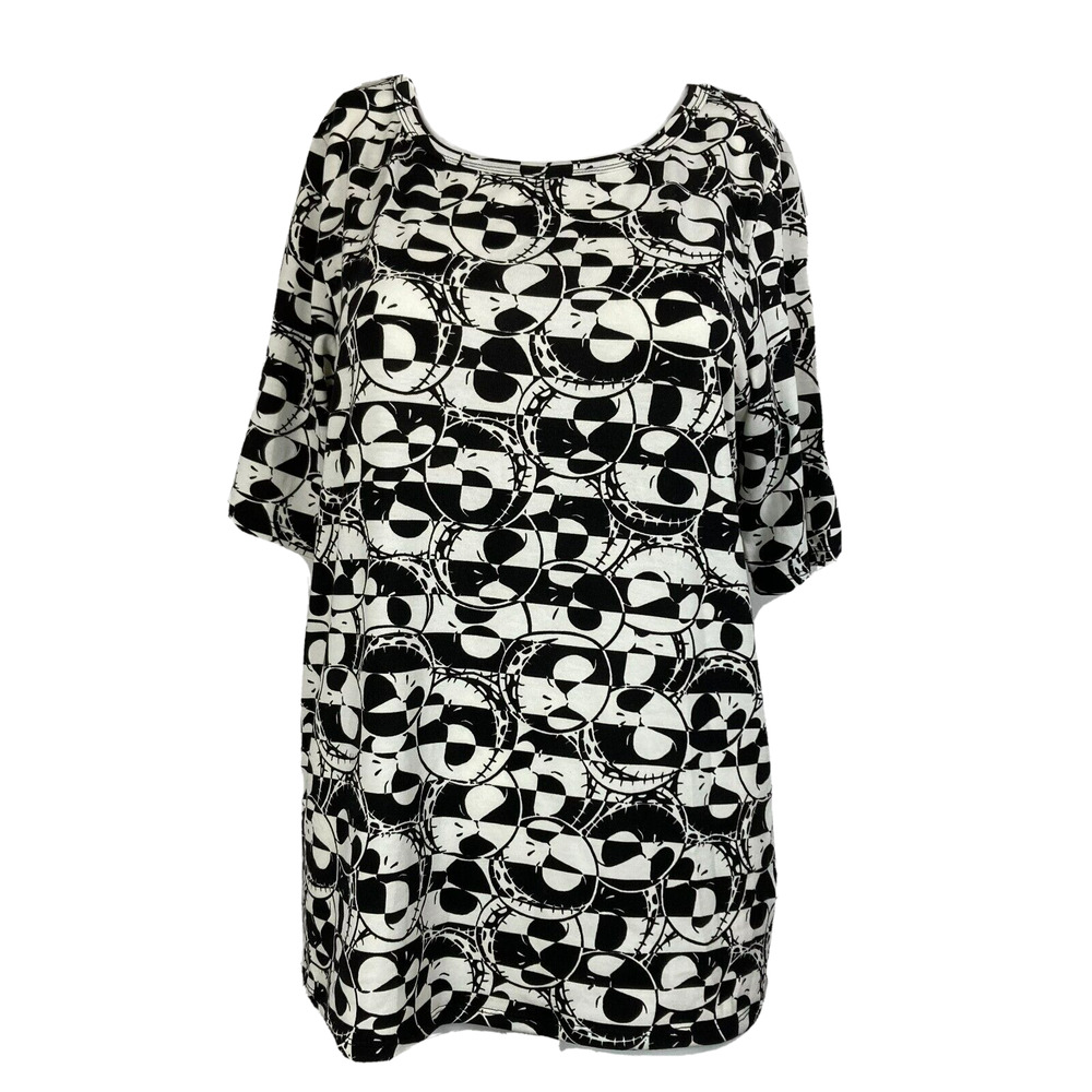 Lularoe x Disney Womens Sz L Black White Jack Skellington T Shirt Stretch
